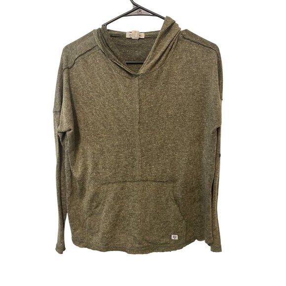 Womens Billabong Olive Green Hooded Pullover Sweatshirt S Boho Comfort Relaxed F - Picture 1 of 7